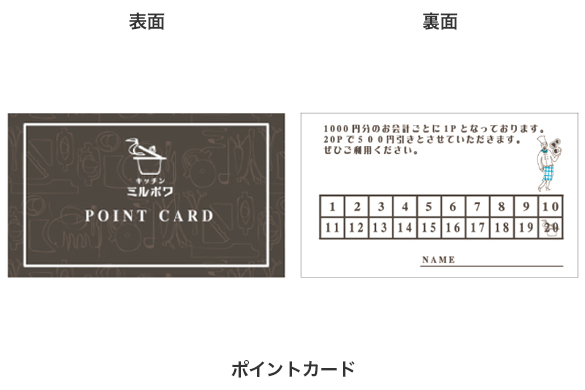 飲食店の店舗デザイン｜キッチン ミルポワ(移転)のポイントカード