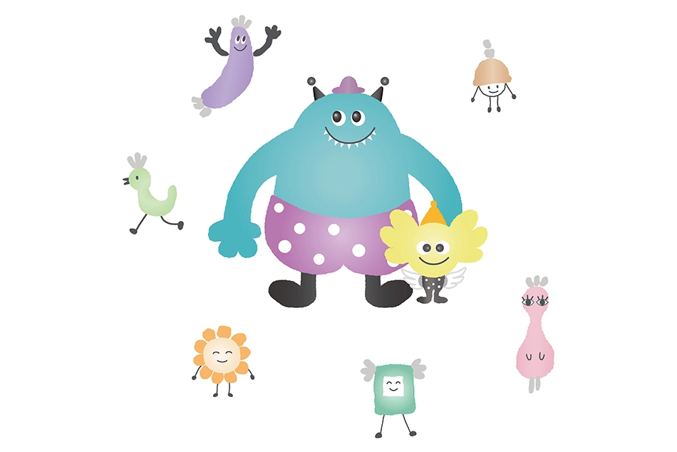 岡崎ならい歯科のオリジナルキャラクター。可愛くカラフルで子供に親しみやすい小児歯科のデザイン｜スーパーボギーデザイン（名古屋・店舗デザイン設計）