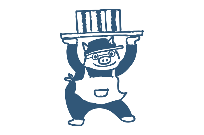 カツサンドタバタの可愛いブタのキャラクター